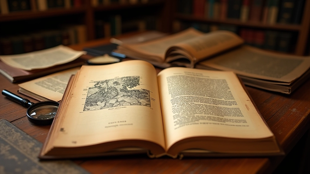 Detalle de documentos antiguos y libros de historia sobre la cultura taína
