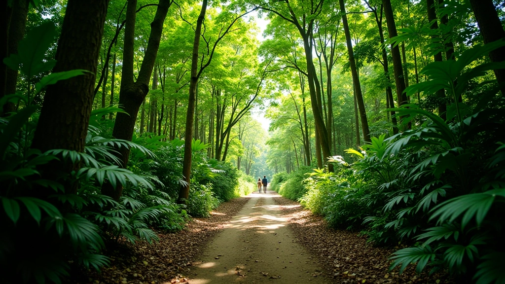Ruta de caminata a través del bosque tropical con senderos bien marcados